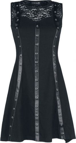 Gothicana by EMP Šaty s koženkovými detaily a krajkou Šaty černá