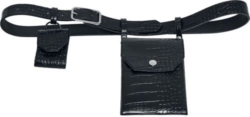 Urban Classics Croco Synthetic Leather Belt With Pouch Opasky z umělé kůže cerná/stríbrná