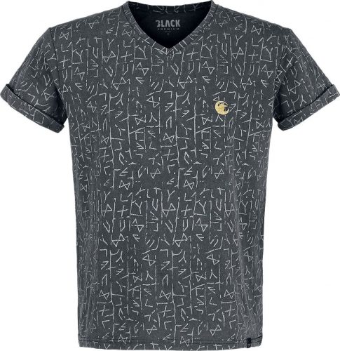 Black Premium by EMP T-Shirt mit Runenprint Tričko šedá