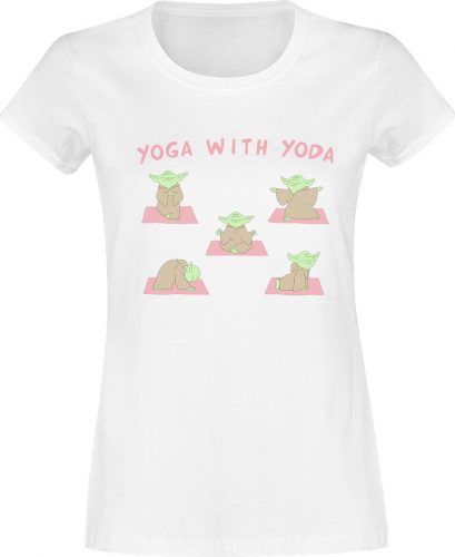 Star Wars The Mandalorian - Yoga with Yoda - Grogu Dámské tričko bílá