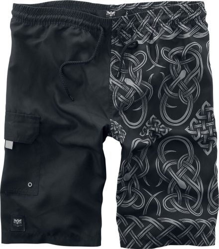 Black Premium by EMP Cierne šortky na plávanie s potlacou na jednej strane Pánské plavky černá