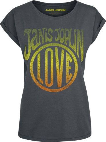 Janis Joplin Love Circle Dámské tričko charcoal