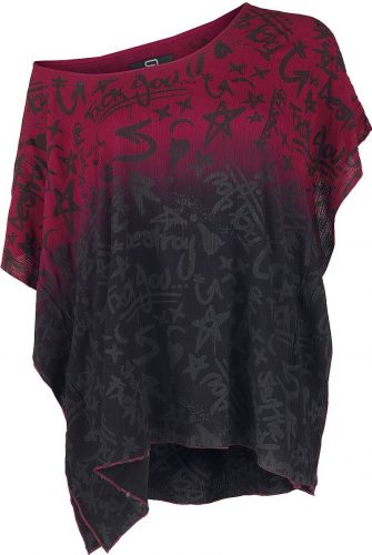 RED by EMP Asymetrické barevné tričko s potiskem Fxck You Dámské tričko šedobílá
