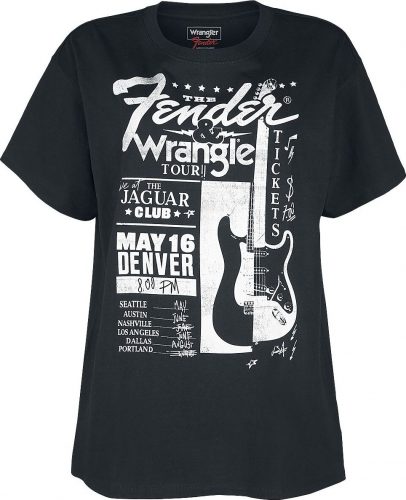Wrangler Dlouhé oversized tričko Fender - Faded Black Dámské tričko černá