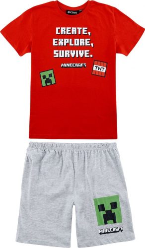 Minecraft Kids - Build All Day Dětská pyžama červeno-šedá