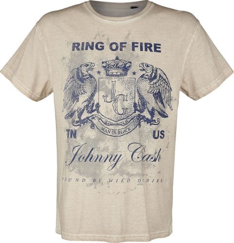 Johnny Cash Ring Of Fire Tričko písková