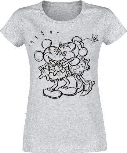 Mickey & Minnie Mouse Kiss Sketch Dámské tričko šedý vres