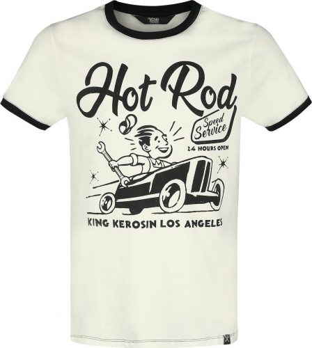 King Kerosin Oldschool Contrast T-Shirt Hotrod Speed Tričko cerná/bílá