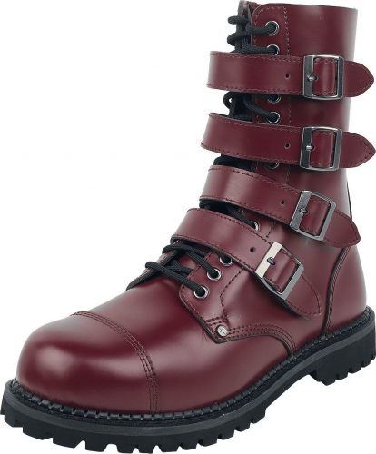 Gothicana by EMP Tmavě červené šněrovací boty s přezkami boty tmavě červená