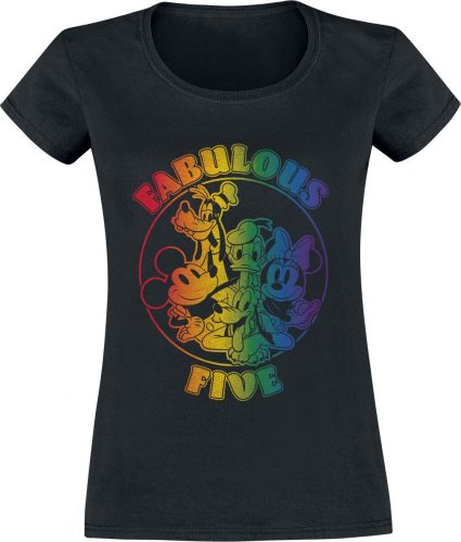 Mickey & Minnie Mouse Rainbow Fabulous Five Dámské tričko černá