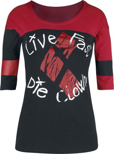 Suicide Squad Live Fast Die Clown Tričko s dlouhým rukávem cerná/cervená