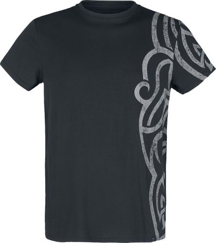 Black Premium by EMP Tričko s tribal vzorem na boku Tričko černá