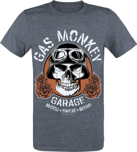 Gas Monkey Garage Skull Tričko tmavě prošedivělá