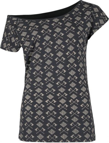 Black Premium by EMP T-Shirt mit Äxten und keltischen Knoten Dámské tričko tmavě šedá