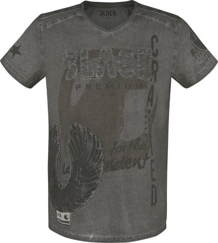 Black Premium by EMP Šedé tričko s potiskem a aplikací Tričko šedá