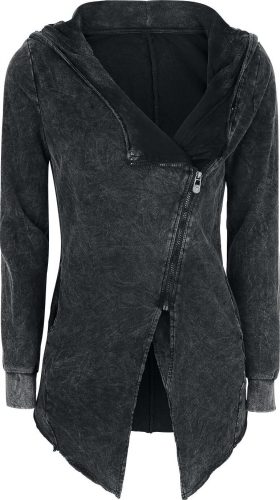Black Premium by EMP Asymetrická vintage bunda na zip Dámská mikina s kapucí na zip černá