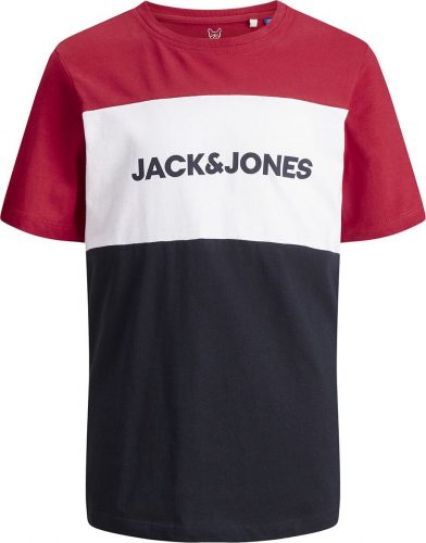 Jack & Jones Logo Block detské tricko cervená/námornická modr