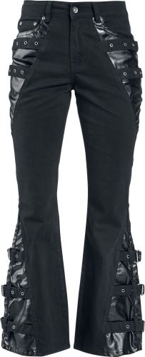Gothicana by EMP Džíny Jil s přezkami a koženkovými detaily Dámské džíny černá