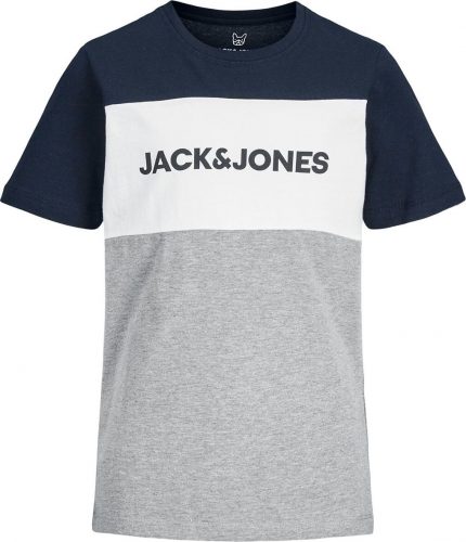 Jack & Jones Logo Block detské tricko prošedivelá/námornická modrá