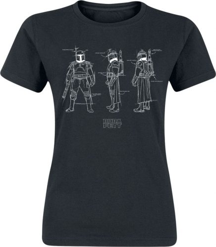 Star Wars Boba Fett - Sketched Rotating Illustration Dámské tričko černá