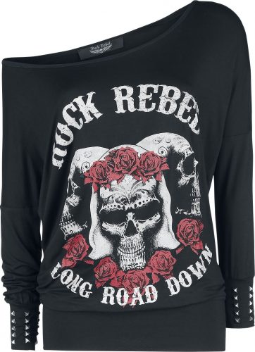 Rock Rebel by EMP Longsleeve mit Skull and Roses Print Dámské tričko s dlouhými rukávy tmavě hnedá
