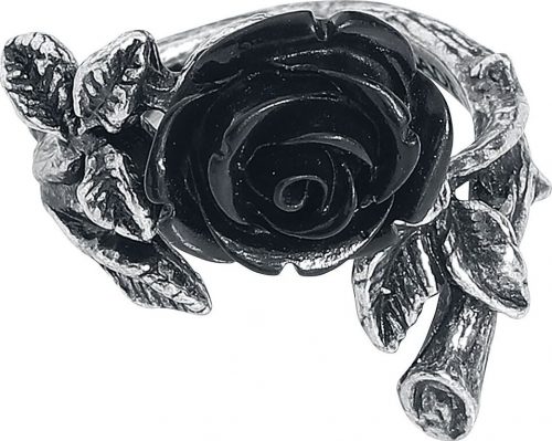 Alchemy Gothic Wild Black Rose Ring Prsten stríbrná