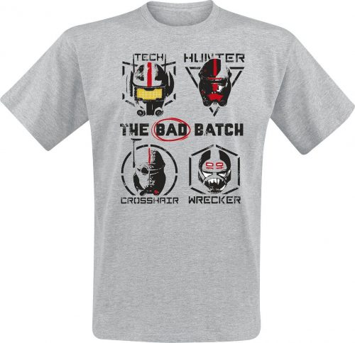 Star Wars Bad Batch - Wanted Foursome Tričko šedá
