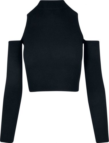 Urban Classics Ladies Rib Knit Cut Out Sleeve Longsleeve Dámské tričko s dlouhými rukávy černá