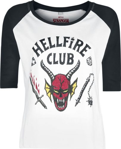 Stranger Things Hellfire Club Dámské tričko s dlouhými rukávy bílá/cerná