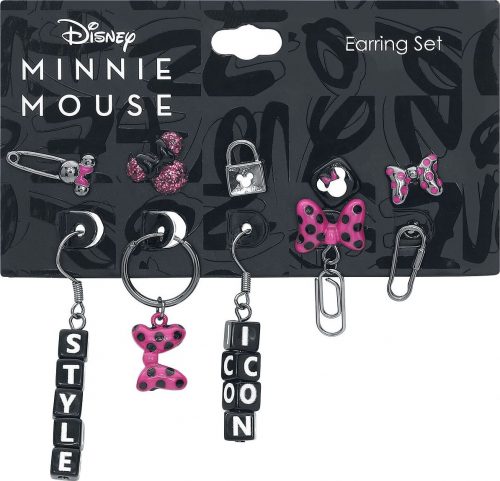 Mickey & Minnie Mouse Dots sada náušnic cerná/ružová