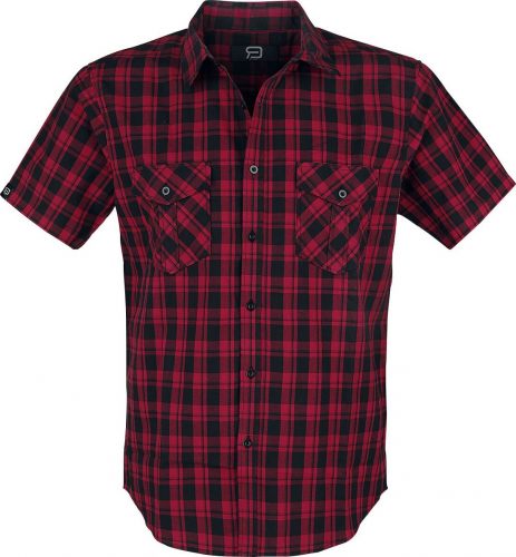 RED by EMP Černě/červená kostkovaná košile s krátkými rukávy a náprsními kapsami Košile cerná/cervená