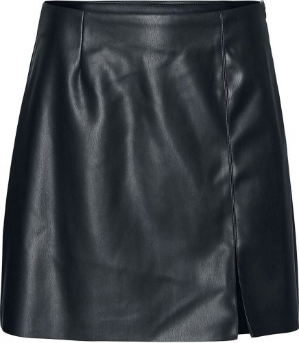 Noisy May Clara Penny PU Highwaist Slit Skirt Sukně černá