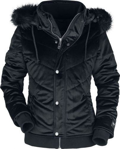 Black Premium by EMP Samt Winterjacke mit Kunstfellkapuze Dámská zimní bunda černá