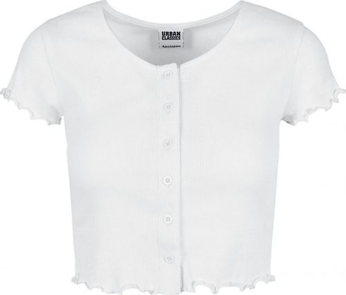 Urban Classics Dámské žebrované cropped tričko se zapínáním na knoflíky Dámské tričko bílá