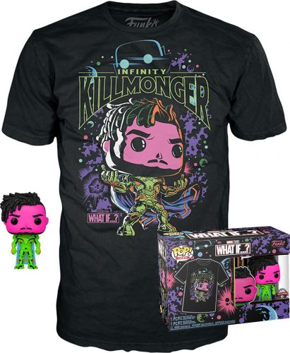 What If...? Infinity Killmonger (Black Light) - T-Shirt plus Funko - POP! & Tee Sberatelská postava standard