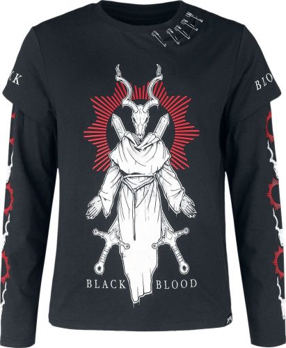 Black Blood by Gothicana Longsleeve mit Goat Monk Dámské tričko s dlouhými rukávy černá