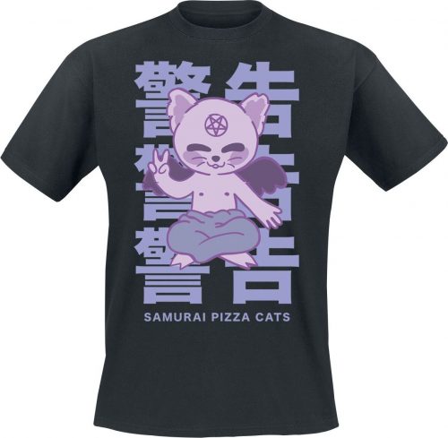 Samurai Pizza Cats Manga Design Tričko černá