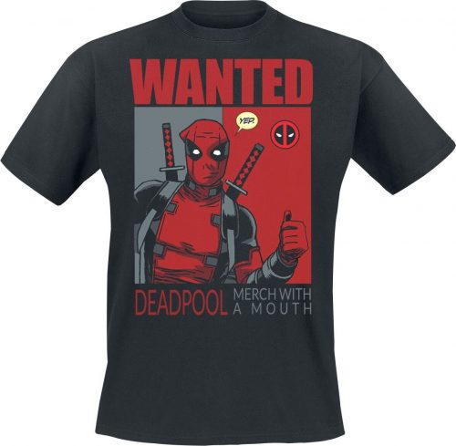 Deadpool Wanted Poster Tričko černá