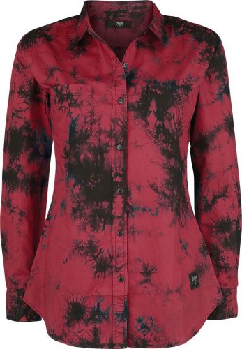 Black Premium by EMP Červené tričko s dlouhými rukávy a batikovým vzorem Dámská halenka cervená/cerná