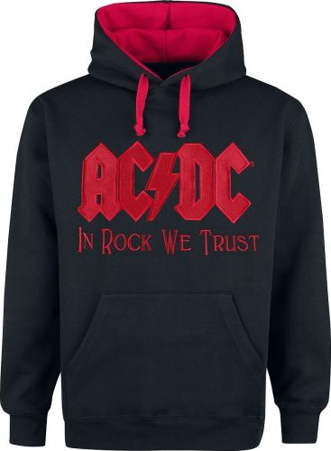 AC/DC In Rock We Trust Mikina s kapucí cerná/cervená