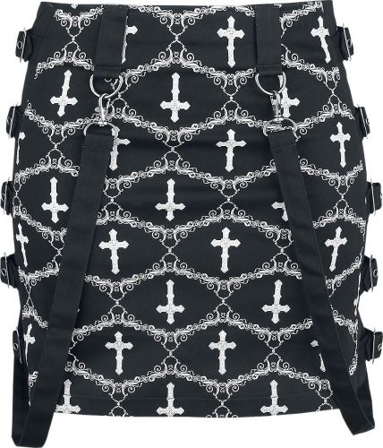 Gothicana by EMP Černá minisukně Gothicana X Anne Stokes se vzorem a řemínky Mini sukně černá