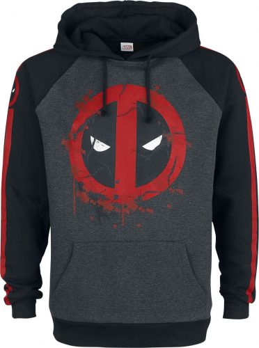 Deadpool Symbol Mikina s kapucí skvrnitá černá / šedá