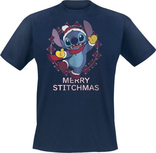 Lilo & Stitch Merry Sitchmas Tričko modrá