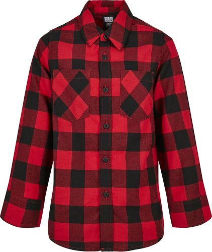 Urban Classics Klučičí kostkovaná flanelová košile Dětské tričko cerná/cervená