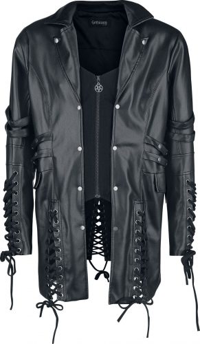 Gothicana by EMP Koženkový kabát Kabát černá