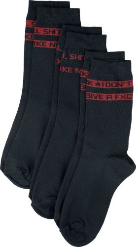 RED by EMP Dreierpack Socken I don't give a fuck Ponožky černá