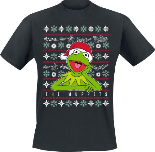The Muppets Kermit Christmas Tričko černá