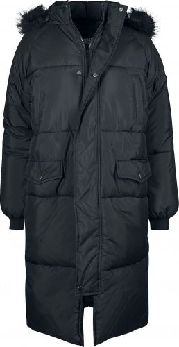 Urban Classics Dámský prošívaný oversized kabát s imitací kožešiny Dámská zimní bunda černá