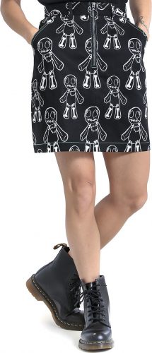 Hell Bunny Mini sukně Voodoo Sukně cerná/bílá