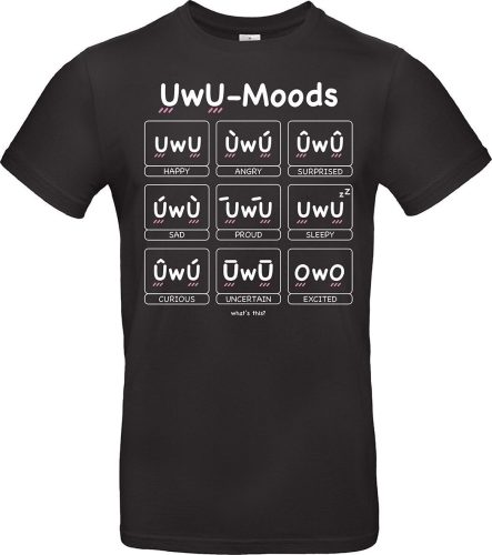 Zábavné tričko UwU Moods Tričko černá